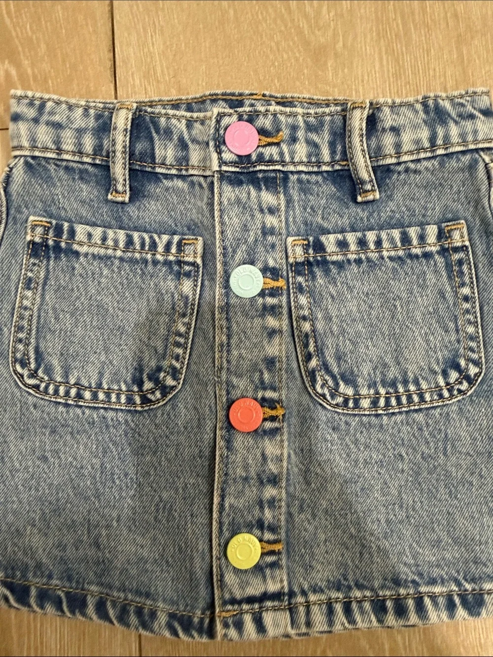 Old Navy Girls Denim Button-Front Mini Skirt with Multicolor Buttons